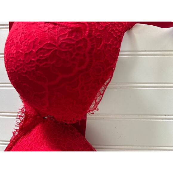 Victorias Secret Dream Angels Push Up Red 38DDD Padded Underwire Lace Adjustable - Picture 3 of 9